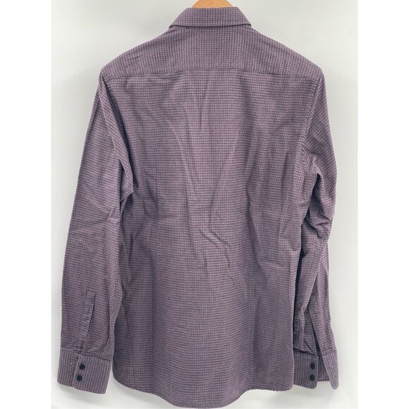 Hugo Boss Button Up Flannel Shirt Men Size Medium Purple Gray Plaid Check - Picture 7 of 10